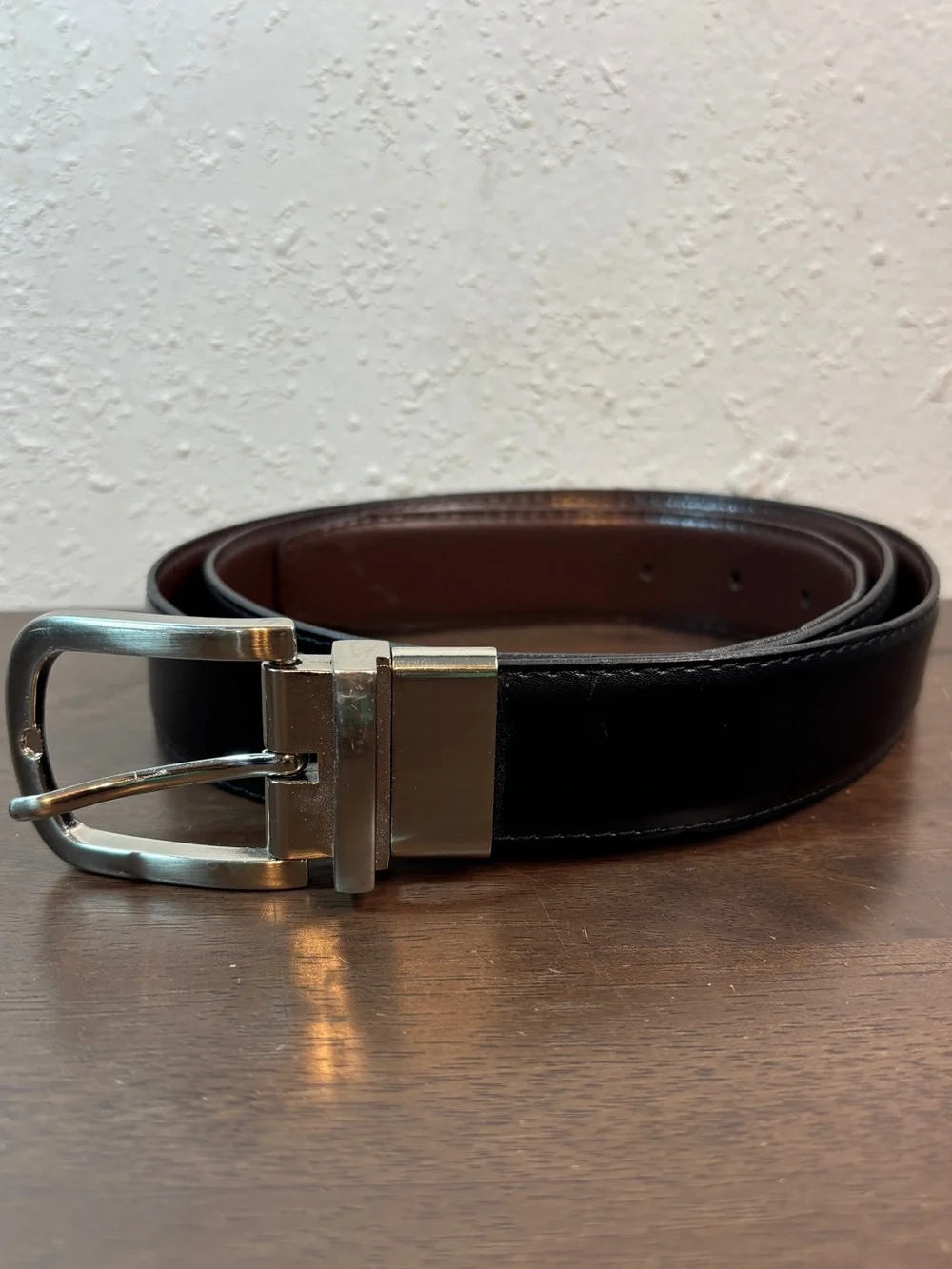 Classic Black Reversible Belt with Silver Buckle